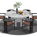 New Chinese Dining Table and Chair Set Round Dining Table and Chair Set 3d model