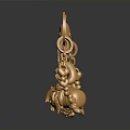 Golden Daily Use Keychains Featuring Chains Decorative Pendants And Engraved Tags 3d model