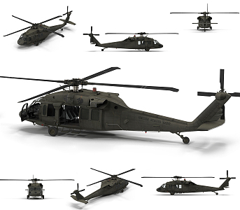 Modern Helicopter Black Hawk Helicopter 3d model