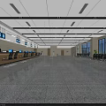 Modern Open Service Hall Interior With Multiple Service Windows Computers Seats And Ceiling Lights 3d model