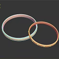 Elegant Shiny Golden Bracelets With Small Decorations On Dark Reflective Background