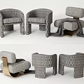 Gray Single Sofa With Geometric Pattern And Golden Metal Legs With Blanket 3d model