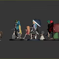 Game and Movie Characters as Cartoon Style Figurines With Various Outfits and Accessories