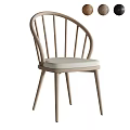 Modern Dining Chairs With Curved Backrest And Upholstered Seat In Natural Wood And Black