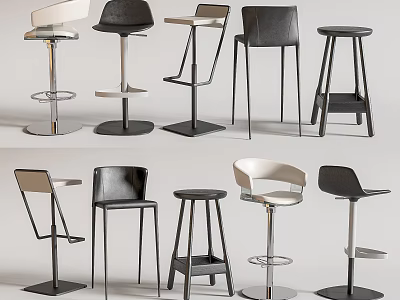 Modern And Stylish Bar Stools With Various Designs And Metal Frames 3d model