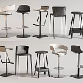 Modern And Stylish Bar Stools With Various Designs And Metal Frames 3d model