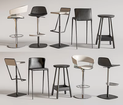 Modern And Stylish Bar Stools With Various Designs And Metal Frames 3d model