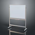 White Whiteboard With Metal Stand Placed On Black Floor And Reflection 3d model