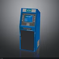 Blue ATM Machine With Digital Display Keypad And Card Insertion Slot 3d model