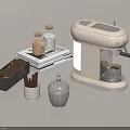 Coffee Machine With Glass Jars Magazine Cookie Box And Stone Container 3d model