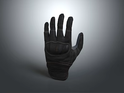 Stylish Black Leather Glove For Daily Use With Stitched Pattern And Durable Material 3d model