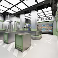 Supermarket Department Store Interior With Shopping Carts Checkout Counters And High Quality Natural Food Section