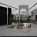 Modern Fashion Clothing Store Interior With Mannequins Green Plants And Sofa Seating