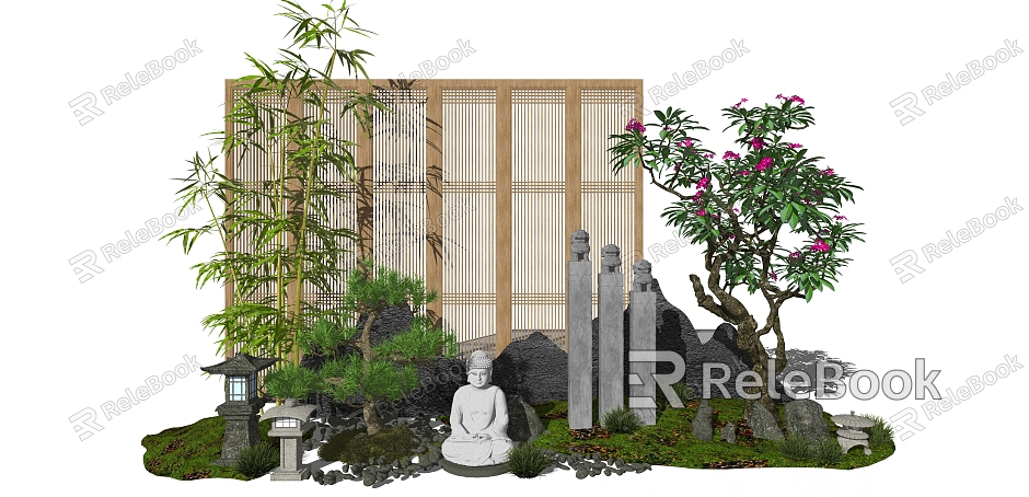 New Chinese style landscape sketch bamboo dry landscape model