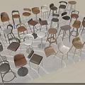 Various Modern Bar Stools In Different Styles And Color Options Collection 3d model