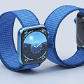 Two Blue Strap Smartwatches With Front And Back Dial Showing Time 3d model