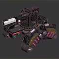 3D Designed Futuristic Tank With Red Black Armor Mechanical Tracks And Cannon
