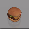 Delicious Juicy Hamburger With Beef Patty Cheese Lettuce And Tomato Bun