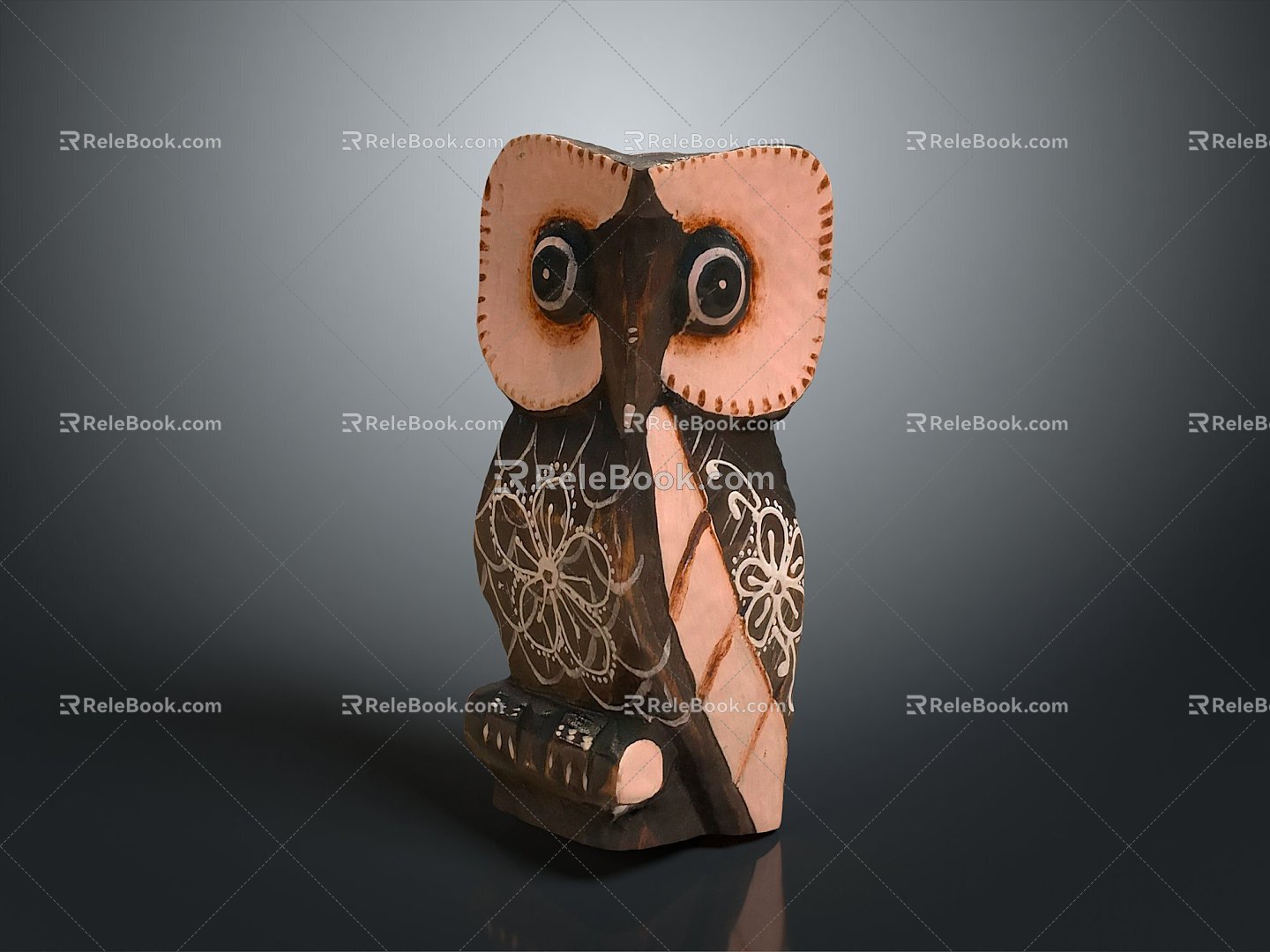 Owl grimace owl long-eared owl wulin owl monkey face owl carved owl 3d model