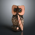 Handcrafted Wooden Owl Carving With Intricate Floral Patterns And Sitting Posture Decorative Figurine