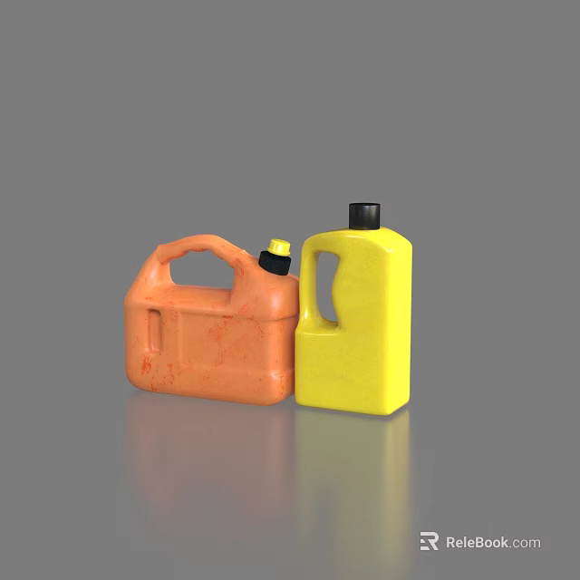 Orange and Yellow Plastic Containers with Handle and Black Cap for Daily Use 3d model 