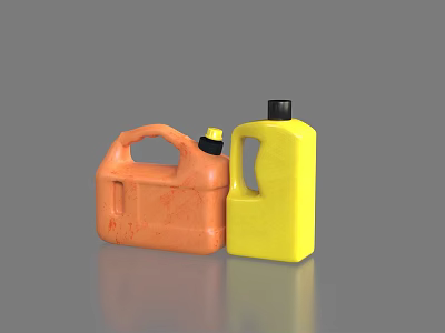 Orange and Yellow Plastic Containers with Handle and Black Cap for Daily Use 3d model