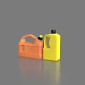 Orange and Yellow Plastic Containers with Handle and Black Cap for Daily Use