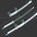 Traditional Samurai Swords With Leather Sheaths And Intricate Decorative Patterns