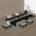 Modern Tatami Tea Table and Chair Tea Set Ornaments Stool 3d model