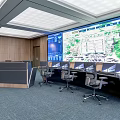 Modern monitoring room, monitoring center, command center, command table 3d model