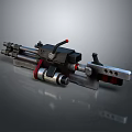 Mechanical Industrial Weapon With Metal Structure Red Black Details And Multiple Components 3d model