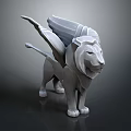 Detailed 3D Winged Lion Model with Stone Armor and Mythical Creature Design