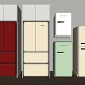 Modern Refrigerators and Freezers Display With Various Colors And Different Styles 3d model