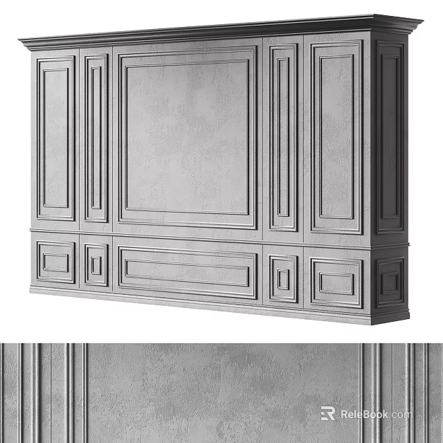 Elegant Wall Paneling Design With Classic Frame Details For Modern Home Interior 3d model