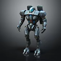 Futuristic Sci Fi Robot Character With Mechanical Armor And Blue Luminous Elements 3d model
