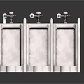 Sleek Modern Public Restroom Urinals With White Ceramic Dividers And Fixtures