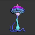 Colorful 3D Fantasy Structure With Pink Purple Umbrella Top Blue Stem And Tentacle Base