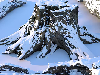 Modern tree stump snow scene 3d model