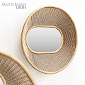 Circular Mirror with Woven Rattan Frame Natural Handcrafted Design Home Decor