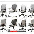 Various Styles Mesh Office Chairs With Armrests Wheels And Fixed Bases For Modern Workspace