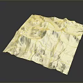 Detailed 3D Mountainous Terrain Model Featuring Undulating Snow Covered Peaks And Valleys