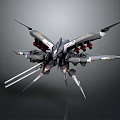 Futuristic Mechanical Sci-Fi Creature With Winged Design Red Accent Propulsion Systems And Sharp Appendages 3d model