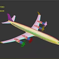 Modern White Aircraft With Green And Blue Stripes Four Engines And Wings Design