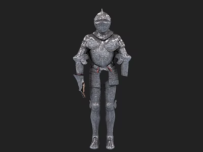 Medieval Full Body Steel Armor With Helmet Gauntlets And Leg Guards 3d model