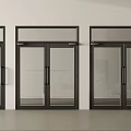 Three Sets of Double Doors with Black Frames and Glass in Modern Interior Space