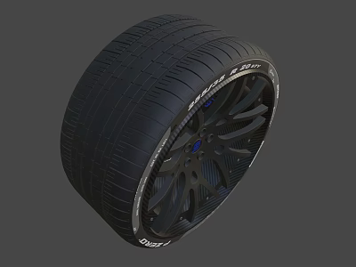 Black Car Tire With Stylish Alloy Rim And Spoke Design 3d model