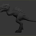 Grey 3D Dinosaur Model Sculpture With Open Mouth Spiked Back And Standing Pose