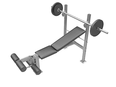 Fitness Weight Bench Equipment With Barbell And Weight Plates For Strength Training 3d model