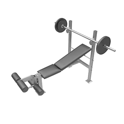 Fitness Weight Bench Equipment With Barbell And Weight Plates For Strength Training 3d model