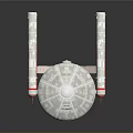 Enterprise Spaceship Model with Circular Hull and Red Engines for Space Exploration